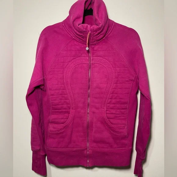 Lululemon Rasberry/Guava Calm And Cozy Scuba Cotton in Size 10 - Picture 2 of 9